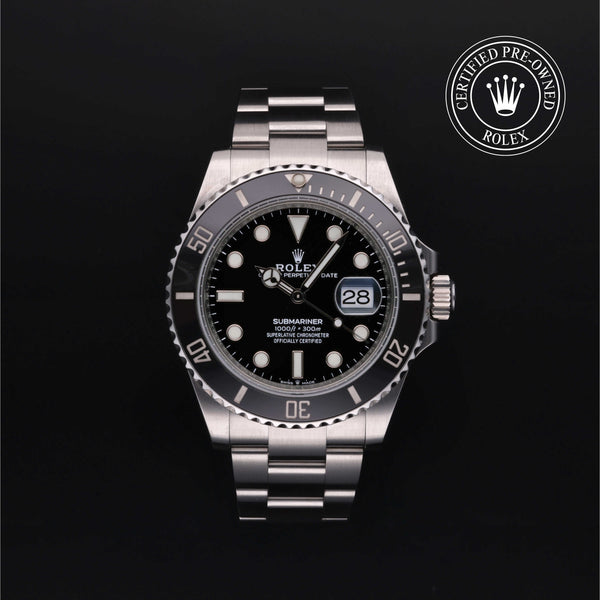 Rolex Certified Pre-owned Submariner M126610LN-0001 front on black background