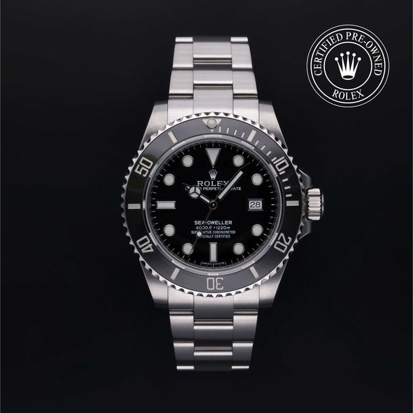 Rolex Certified Pre-owned Sea-Dweller M116600-0003 front on black background