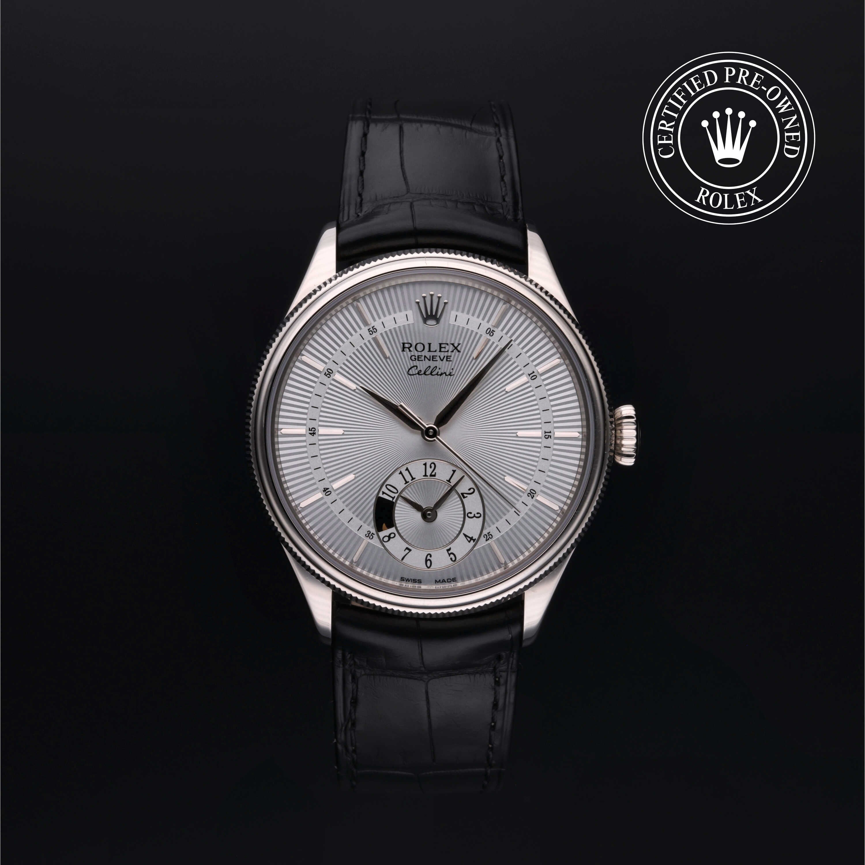 Rolex Certified Pre-owned Cellini M50529-0004 front on black background