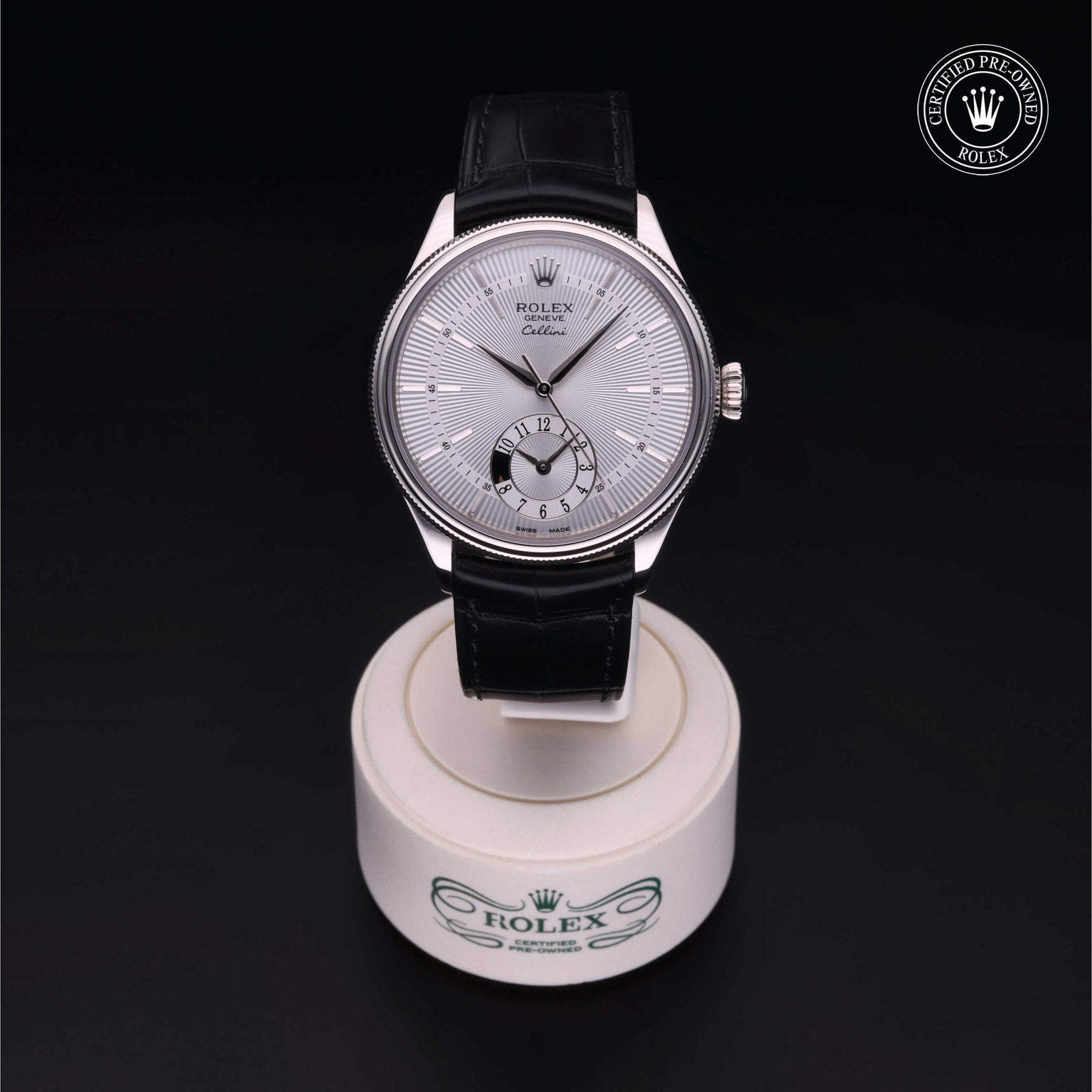 Rolex Certified Pre-owned Cellini M50529-0004 front on black background