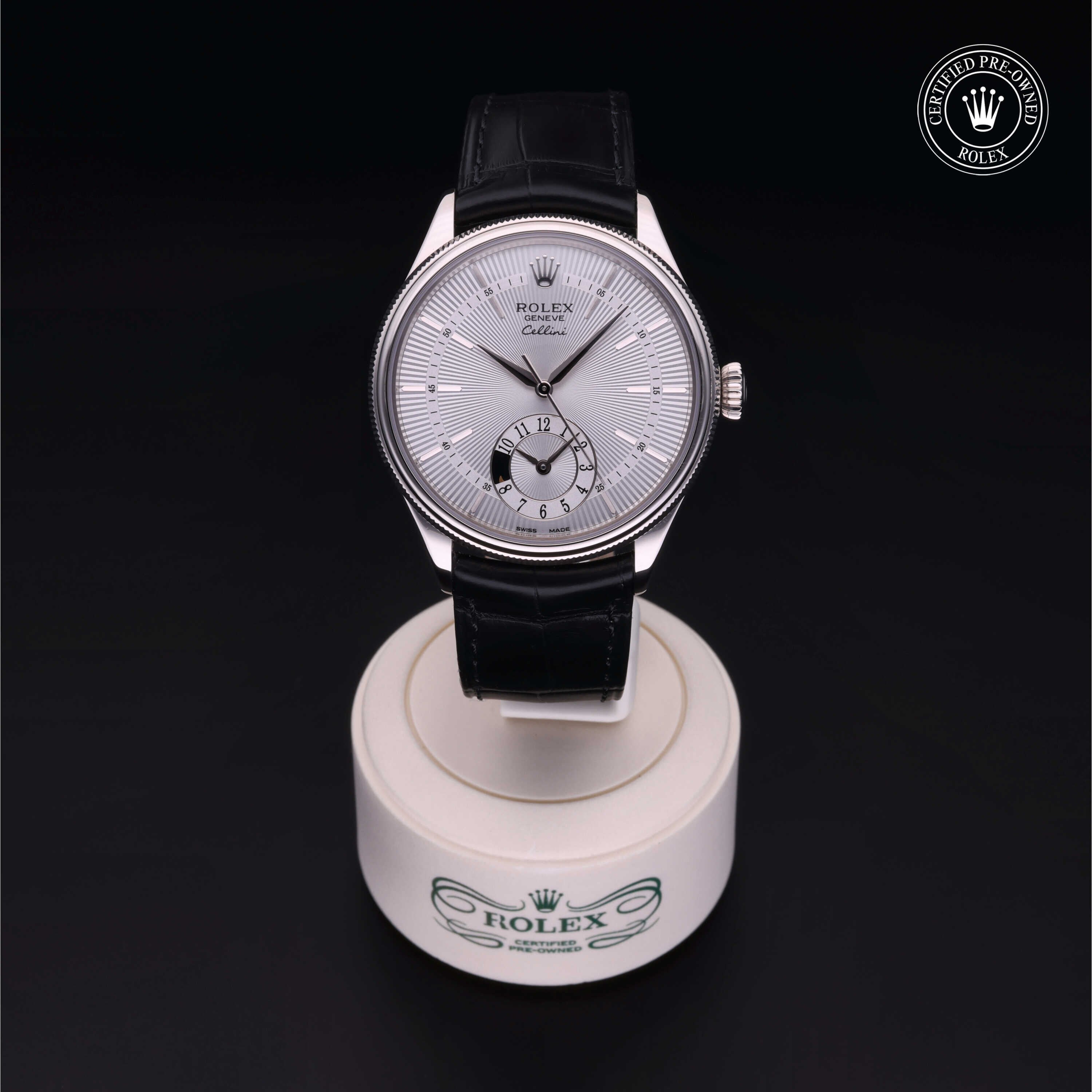 Rolex Certified Pre-owned Cellini M50529-0004 front on black background