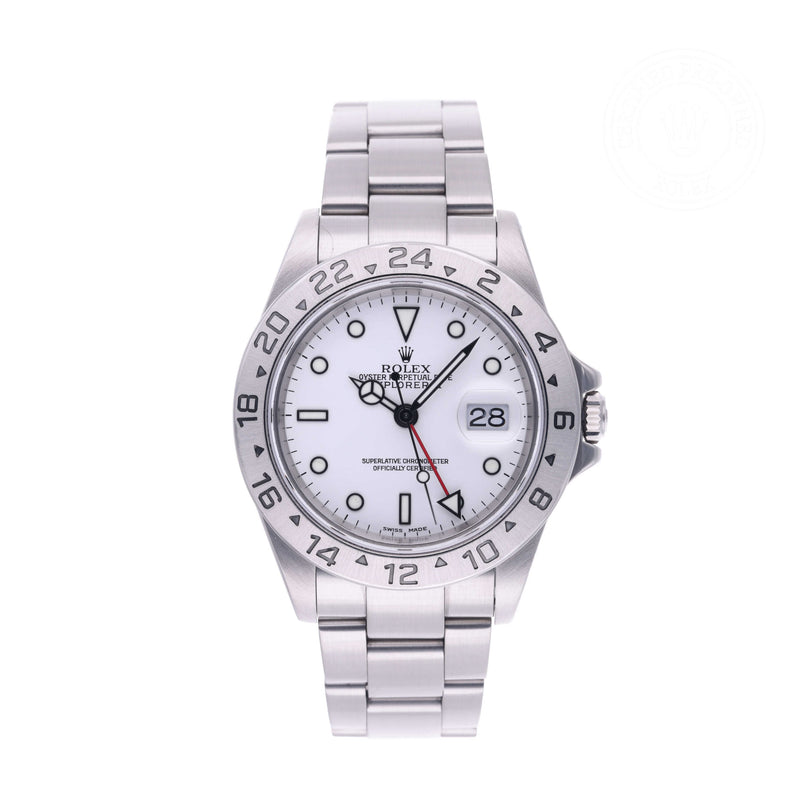 Rolex Certified Pre-owned Explorer M16570-0006 front on white background