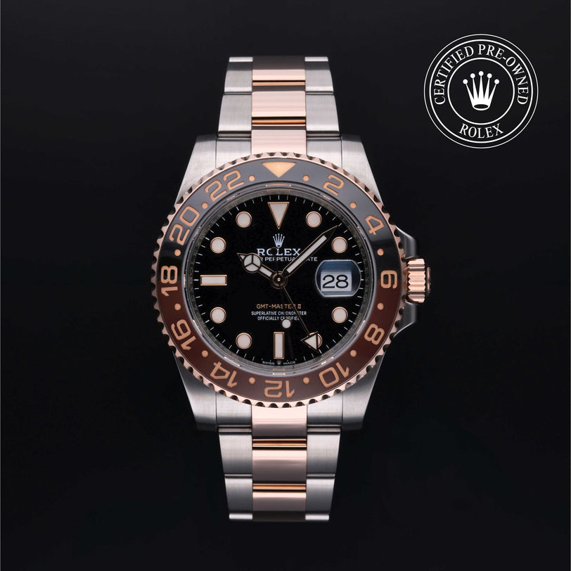 Rolex Certified Pre-owned GMT M126711CHNR-0002 front on black background