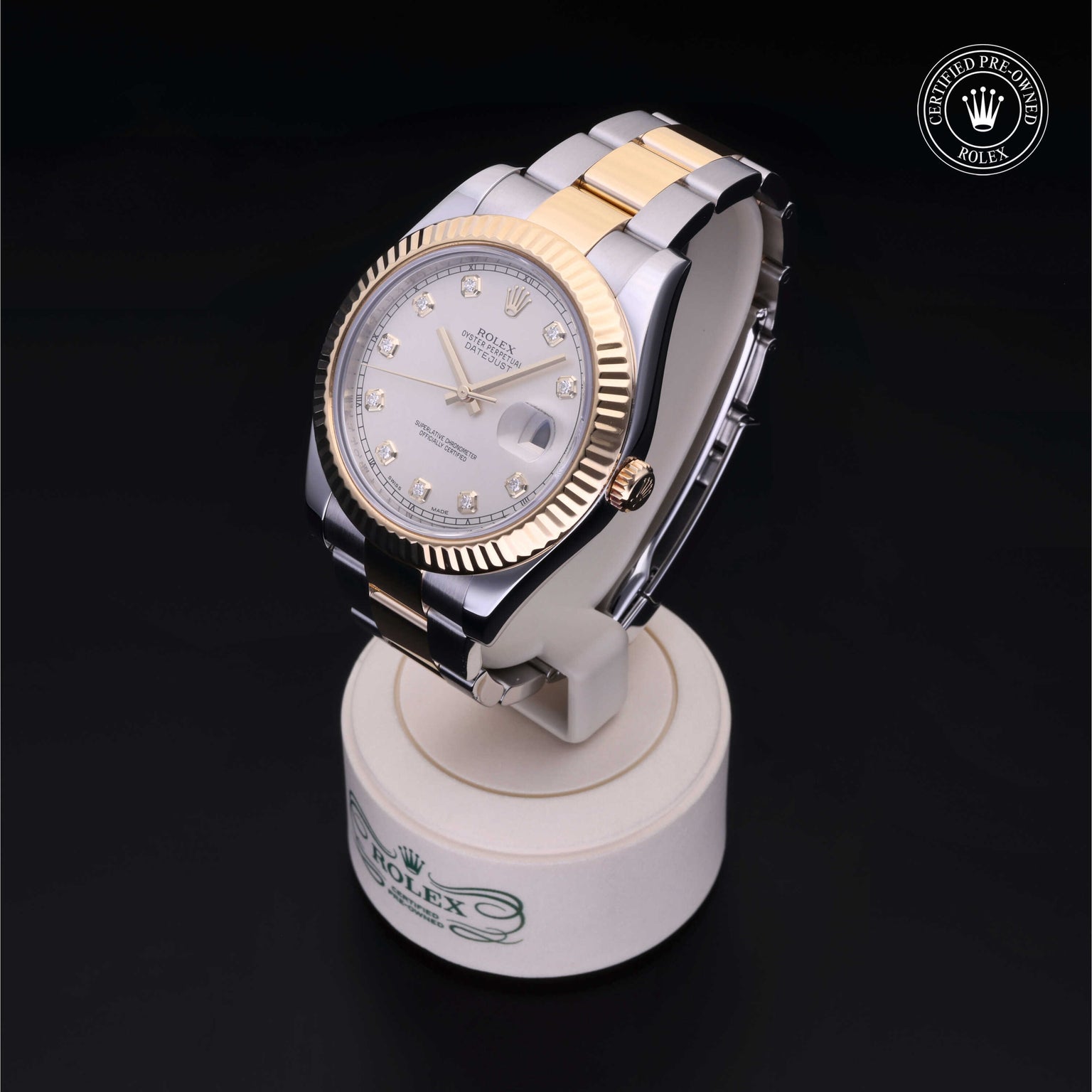 Rolex Certified Pre-owned Datejust M116333-0008 front on black background