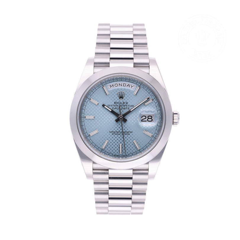 Rolex Certified Pre-owned Day-date M228206-0028 front on white background
