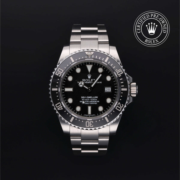 Rolex Certified Pre-owned Sea-Dweller M116600-0003 front on black background