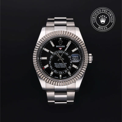 Rolex Certified Pre-owned Sky-Dweller M326934-0005 front on black background