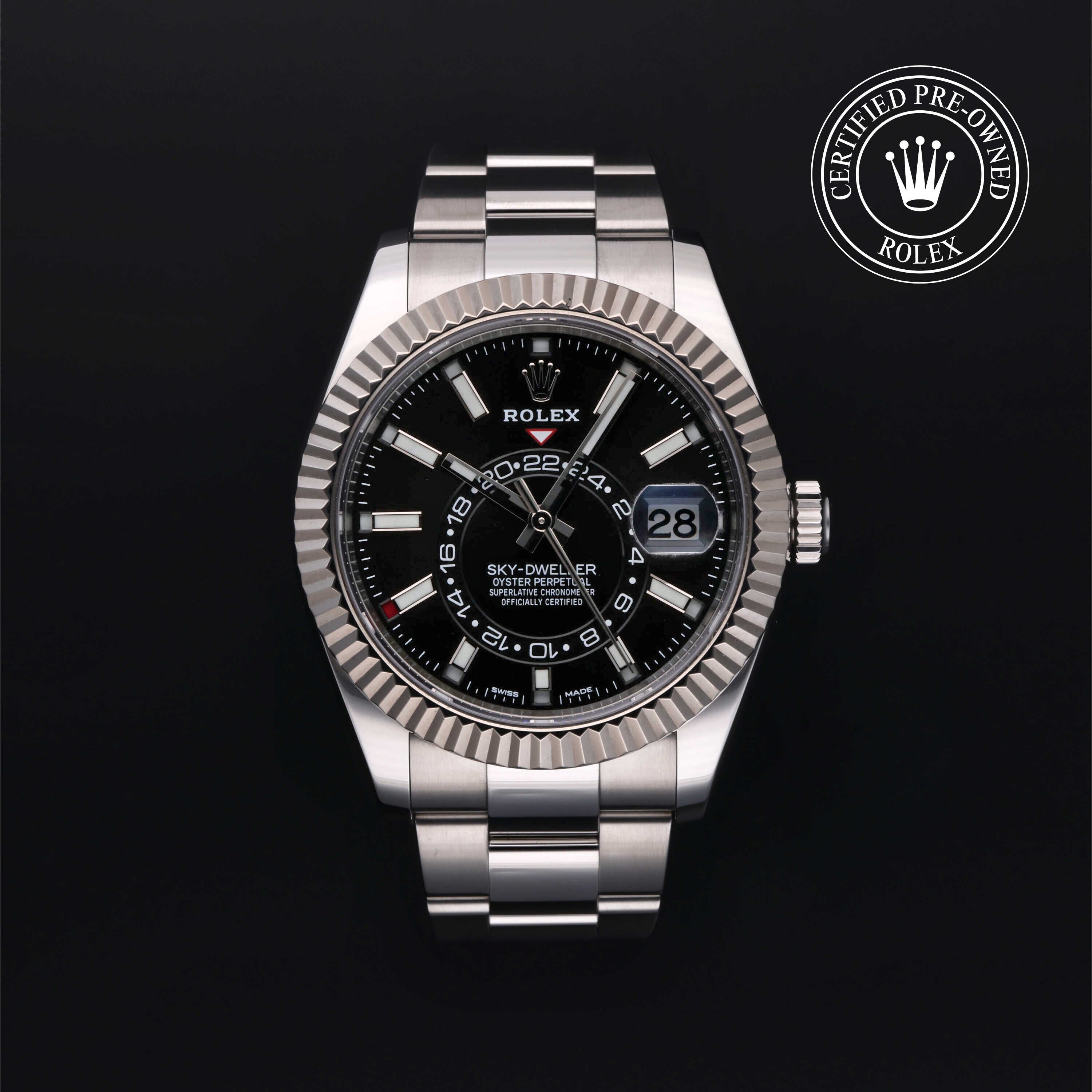 Rolex Certified Pre-owned Sky-Dweller M326934-0005 front on black background
