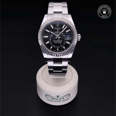 Rolex Certified Pre-owned Sky-Dweller M326934-0005 front on black background