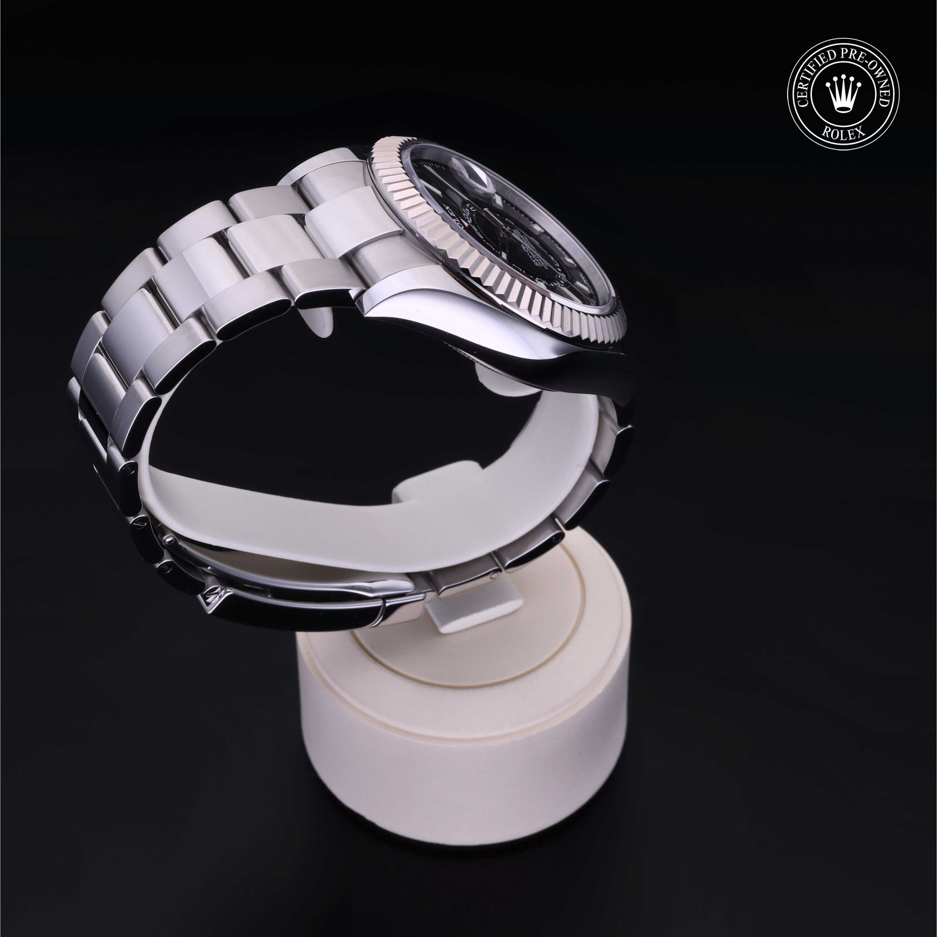 Rolex Certified Pre-owned Sky-Dweller M326934-0005 front on black background