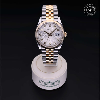Rolex Certified Pre-owned Datejust M126233-0027 front on black background