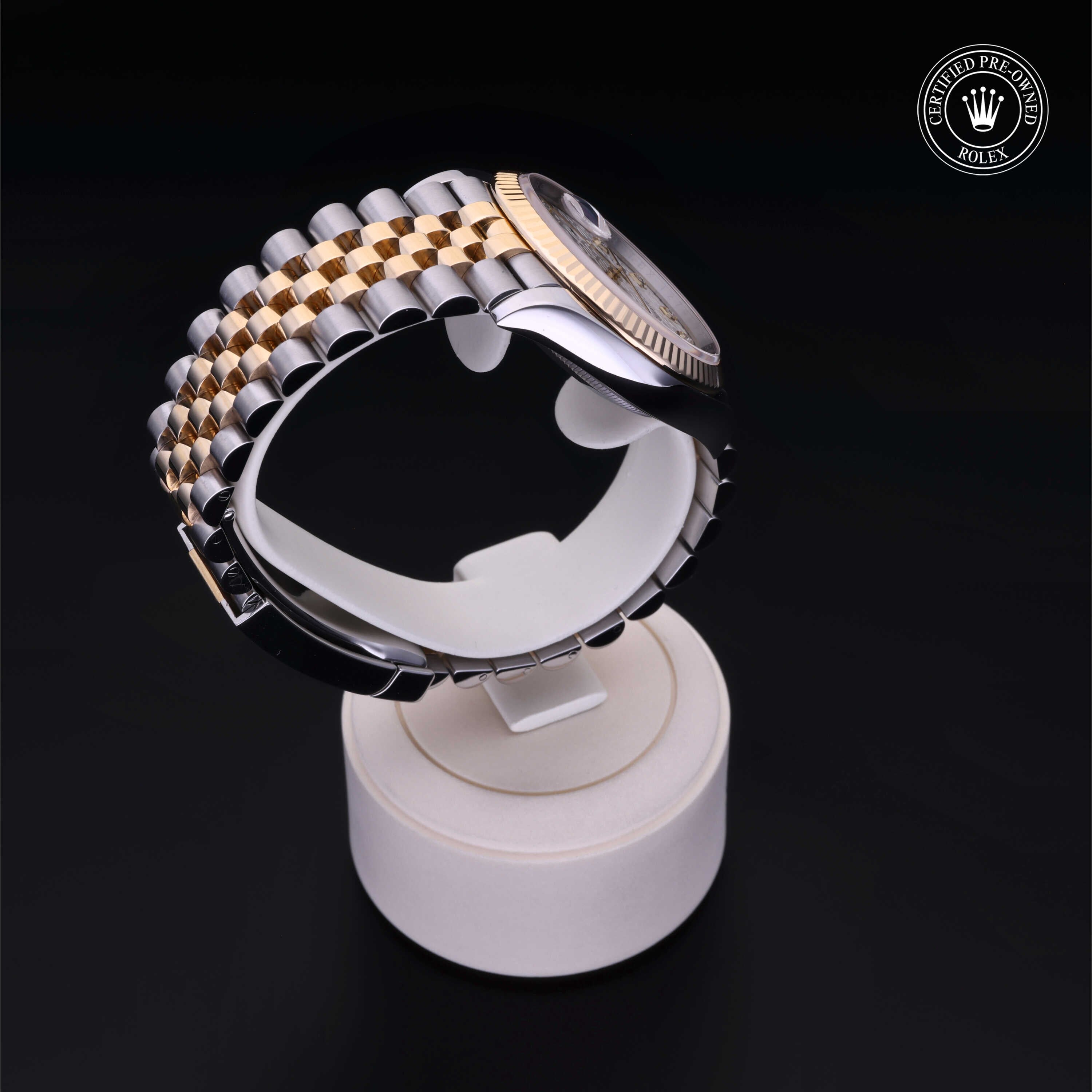 Rolex Certified Pre-owned Datejust M126233-0027 front on black background