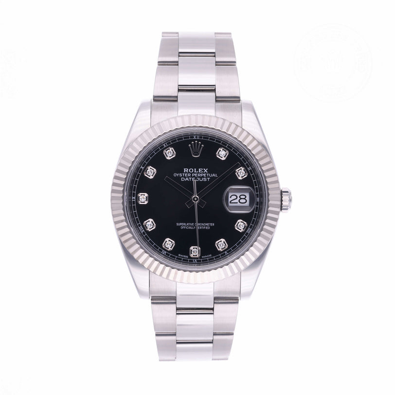 Rolex Certified Pre-owned Datejust M126334-0011 front on white background