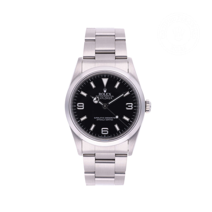 Rolex Certified Pre-owned Explorer M14270-0003 front on white background