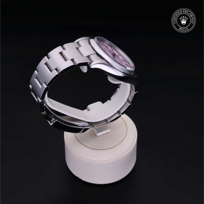 Rolex Certified Pre-owned Oyster Perpetual M126000-0008 front on black background