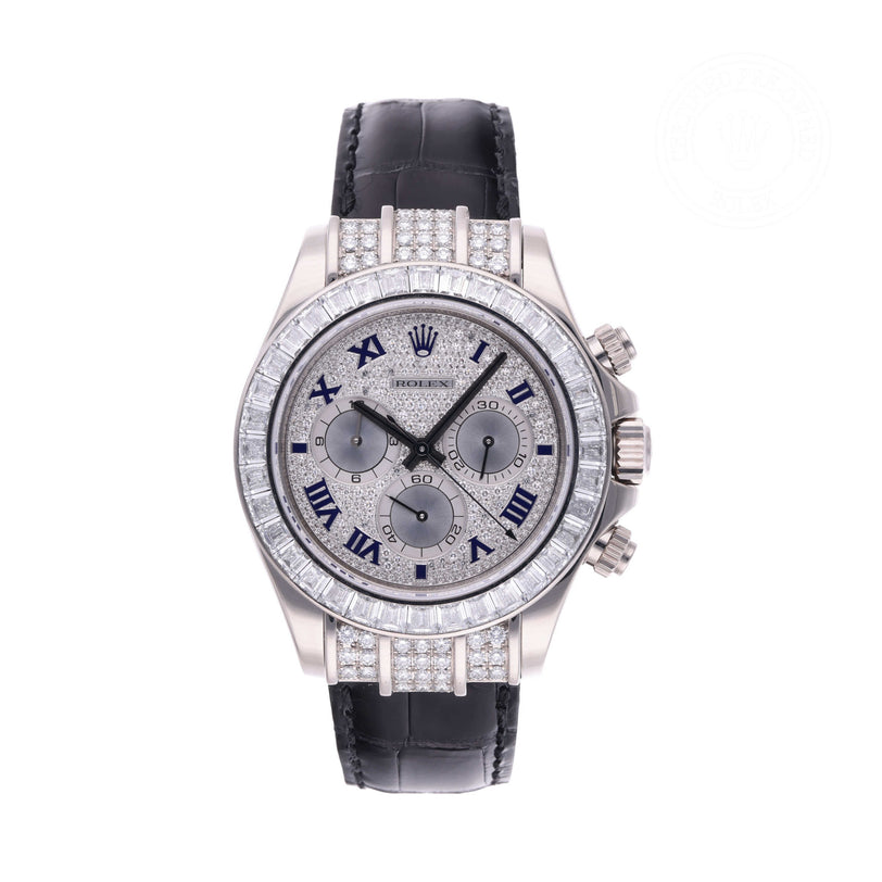Rolex Certified Pre-owned Daytona M116599TBR-0006 front on white background