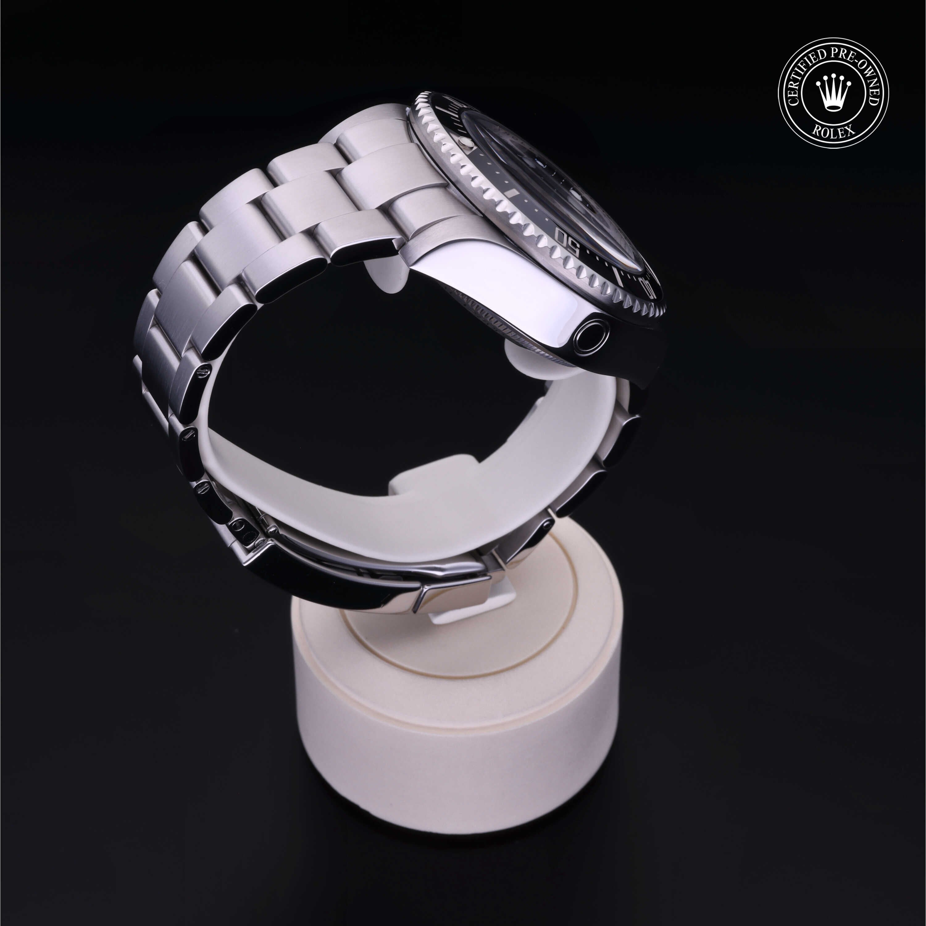 Rolex Certified Pre-owned Sea-Dweller M116660-0001 front on black background