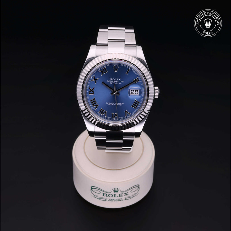 Rolex Certified Pre-owned Datejust M116334-0004 front on black background