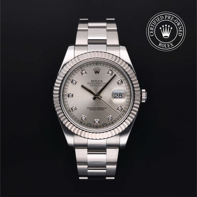Rolex Certified Pre-owned Datejust M116334-0007 front on black background