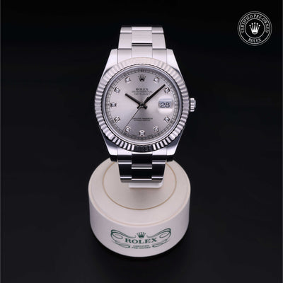 Rolex Certified Pre-owned Datejust M116334-0007 front on black background