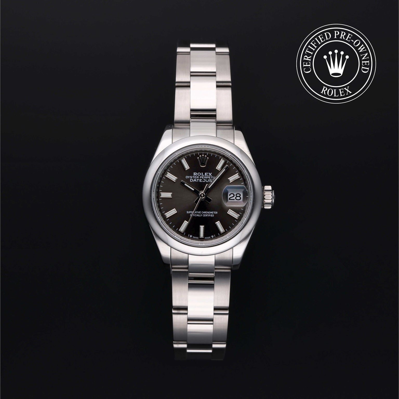 Rolex Certified Pre-owned Lady Datejust M279160-0010 front on black background