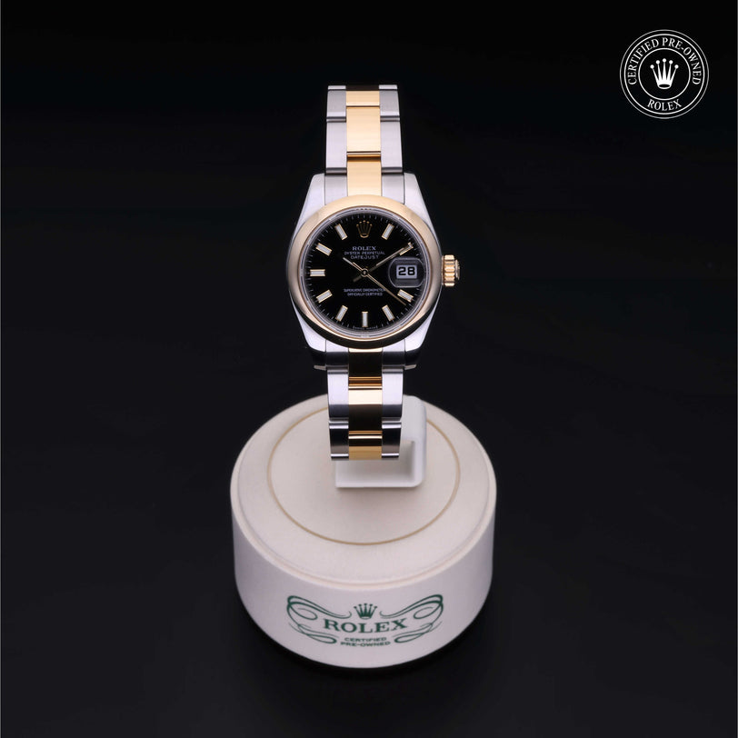 Rolex Certified Pre-owned Lady Datejust M179163-0056 front on black background