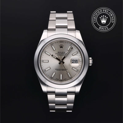 Rolex Certified Pre-owned Datejust M116300-0007 front on black background