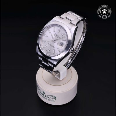 Rolex Certified Pre-owned Datejust M116300-0007 front on black background
