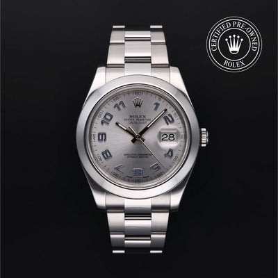 Rolex Certified Pre-owned Datejust M116300-0002 front on black background