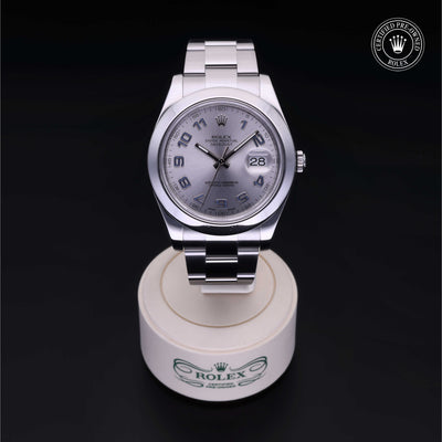 Rolex Certified Pre-owned Datejust M116300-0002 front on black background