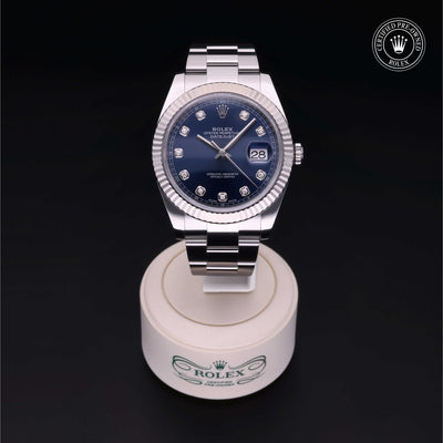 Rolex Certified Pre-owned Datejust M126334-0015 front on black background