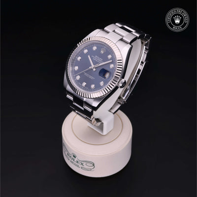 Rolex Certified Pre-owned Datejust M126334-0015 front on black background