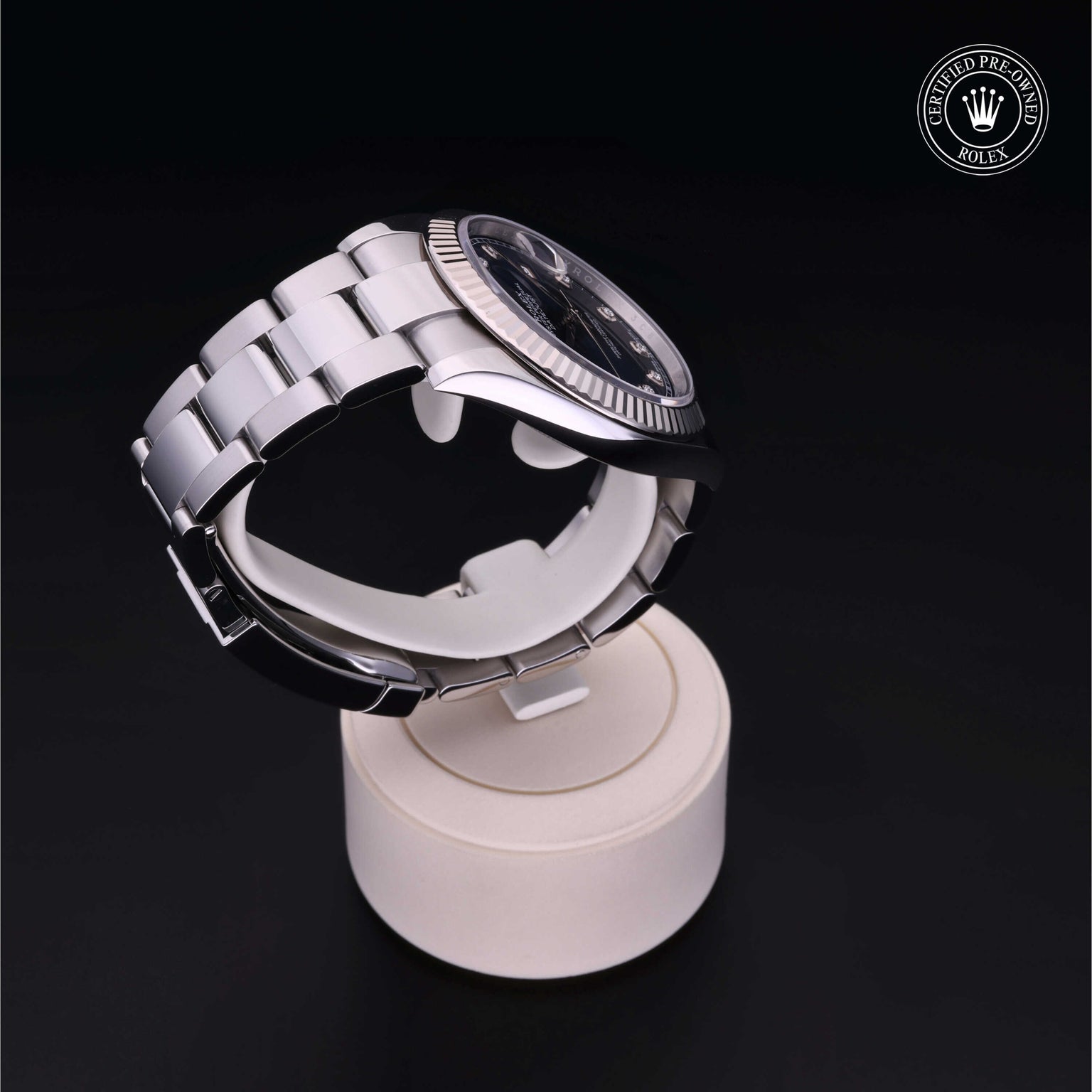 Rolex Certified Pre-owned Datejust M126334-0015 front on black background