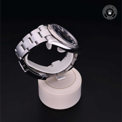 Rolex Certified Pre-owned Datejust M126334-0015 front on black background