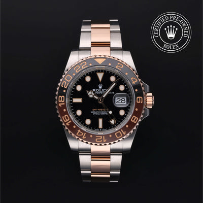 Rolex Certified Pre-owned GMT M126711CHNR-0002 front on black background
