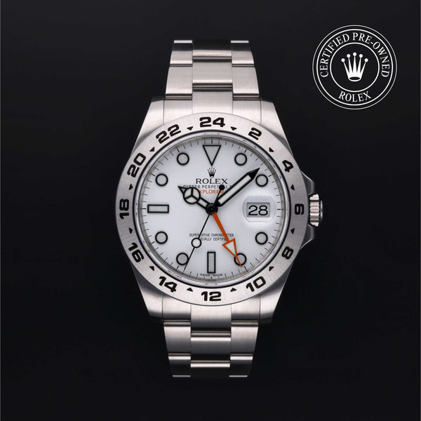 Rolex Certified Pre-owned Explorer M216570-0001 front on black background