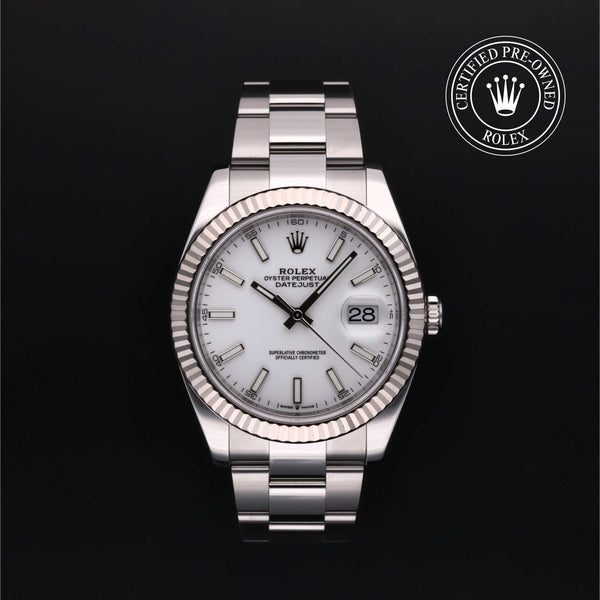 Rolex Certified Pre-owned Datejust M126334-0010 front on black background