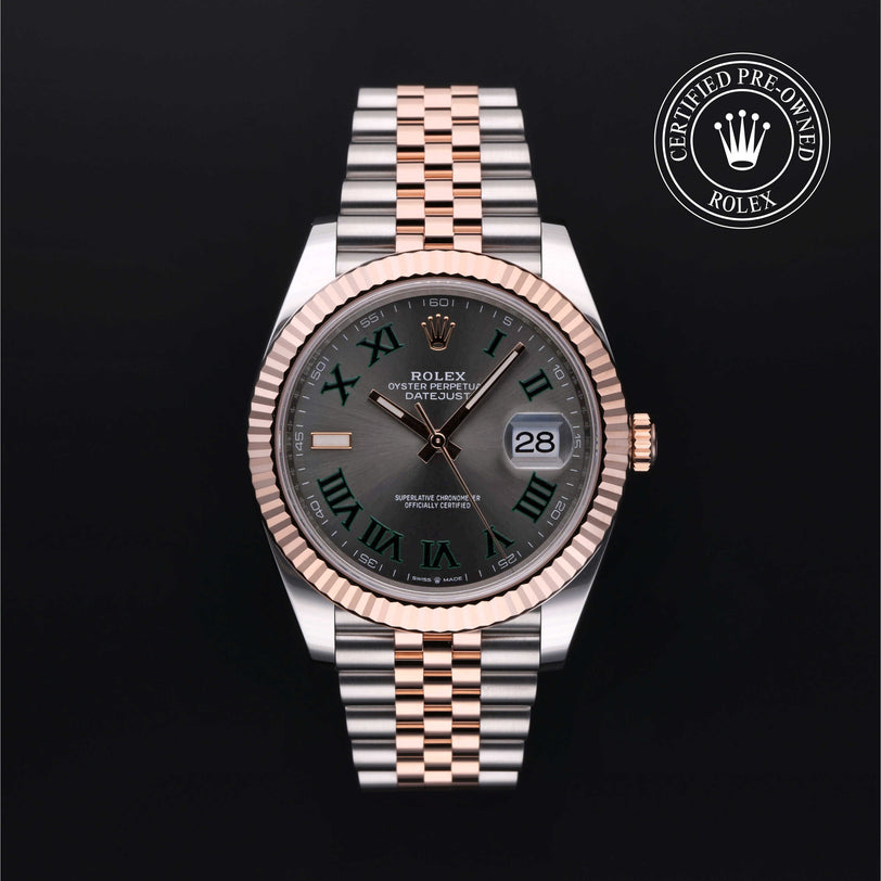Rolex Certified Pre-owned Datejust M126331-0016 front on black background