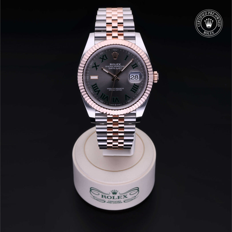 Rolex Certified Pre-owned Datejust M126331-0016 front on black background