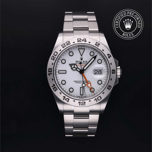 Rolex Certified Pre-owned Explorer M226570-0001 front on black background