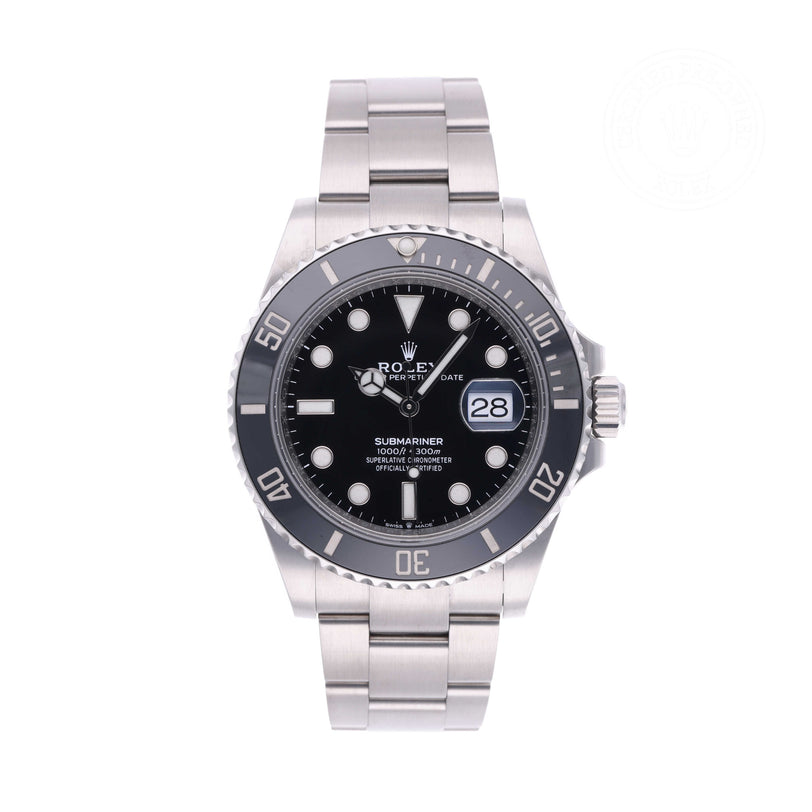 Rolex Certified Pre-owned Submariner M126610LN-0001 front on white background