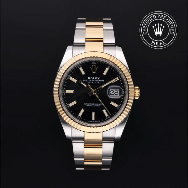 Rolex Certified Pre-owned Datejust M126333-0013 front on black background