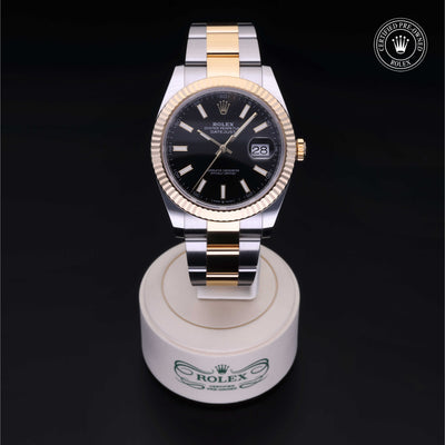 Rolex Certified Pre-owned Datejust M126333-0013 front on black background