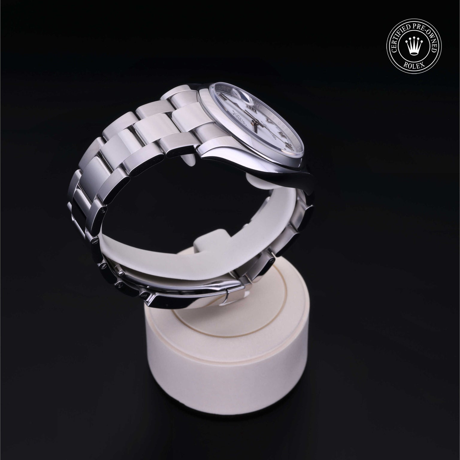 Rolex Certified Pre-owned Datejust M116200-0055 front on black background