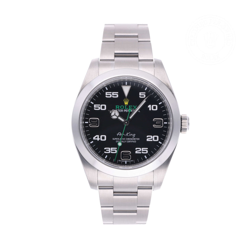 Rolex Certified Pre-owned Air-King M116900-0001 front on white background