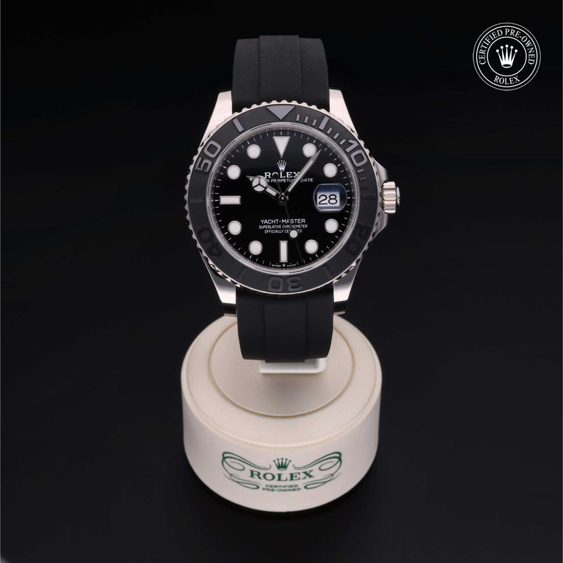 Rolex Certified Pre-owned Yacht-Master M226659-0002 front on black background
