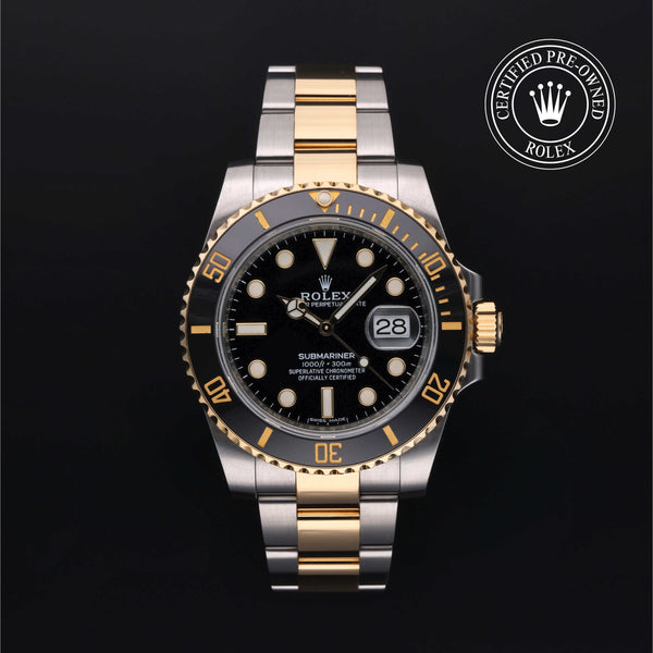 Rolex Certified Pre-owned Submariner M116613LN-0001 front on black background
