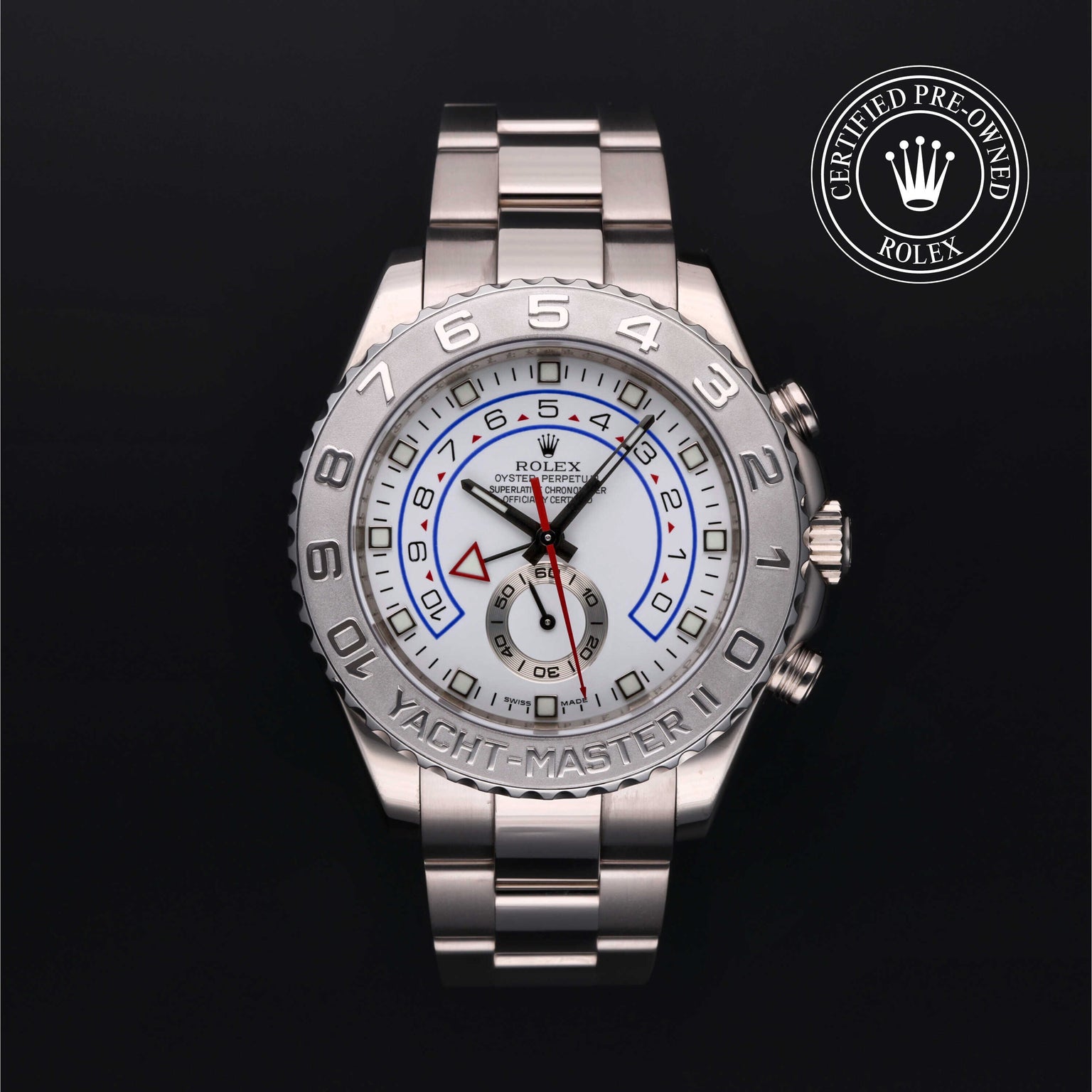 Rolex Certified Pre-owned Yacht-Master M116689-0001 front on black background