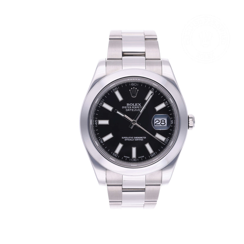 Rolex Certified Pre-owned Datejust M116300-0001 front on white background