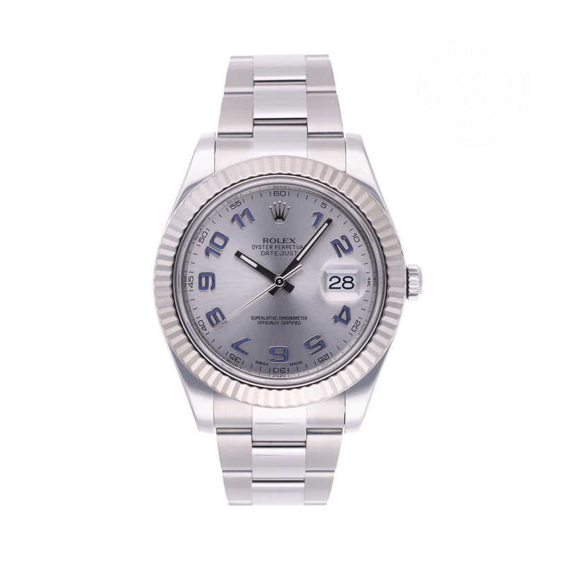 Rolex Certified Pre-owned Datejust M116334-0001 front on white background